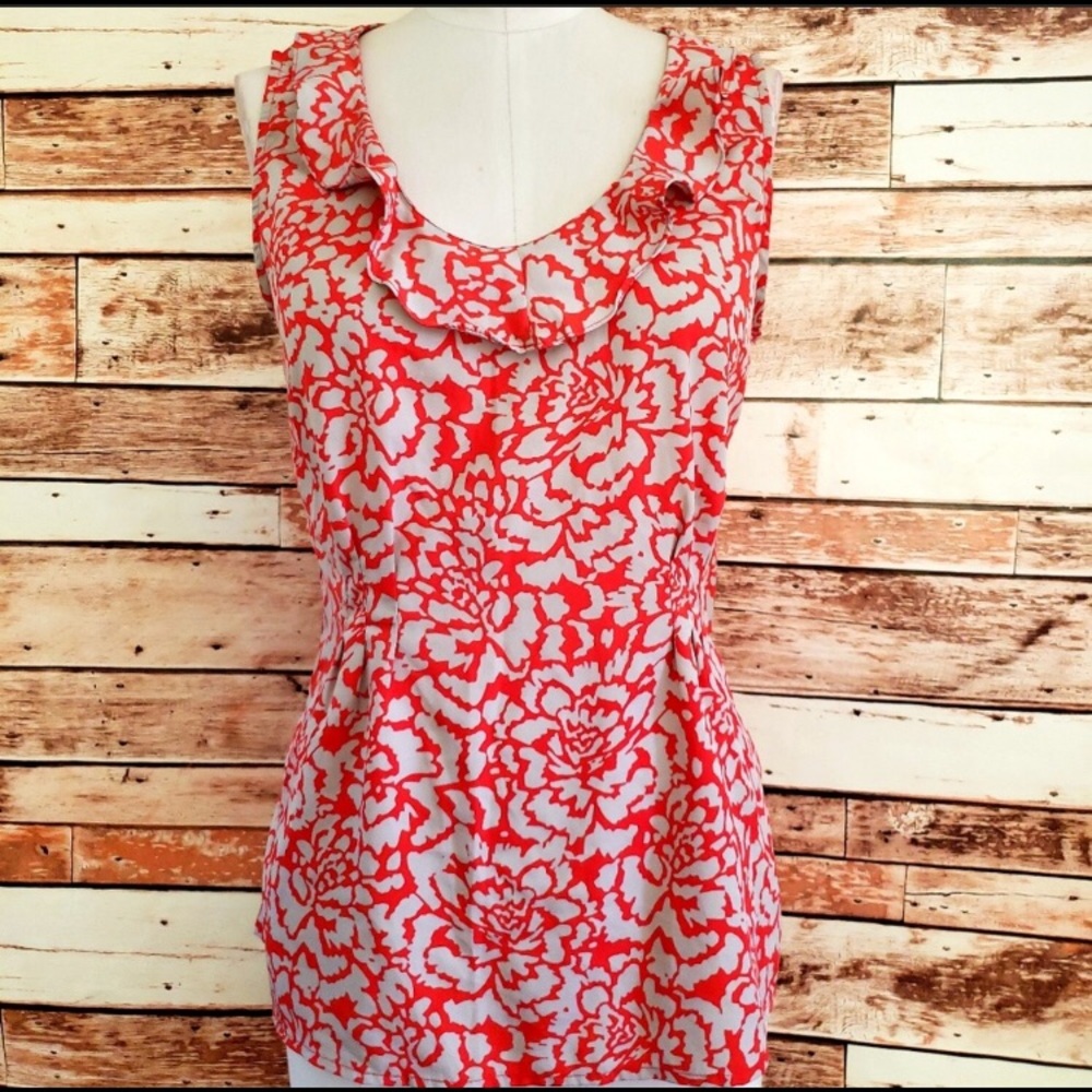 Banana Republic Red/Gray Sleeveless Scoop Top